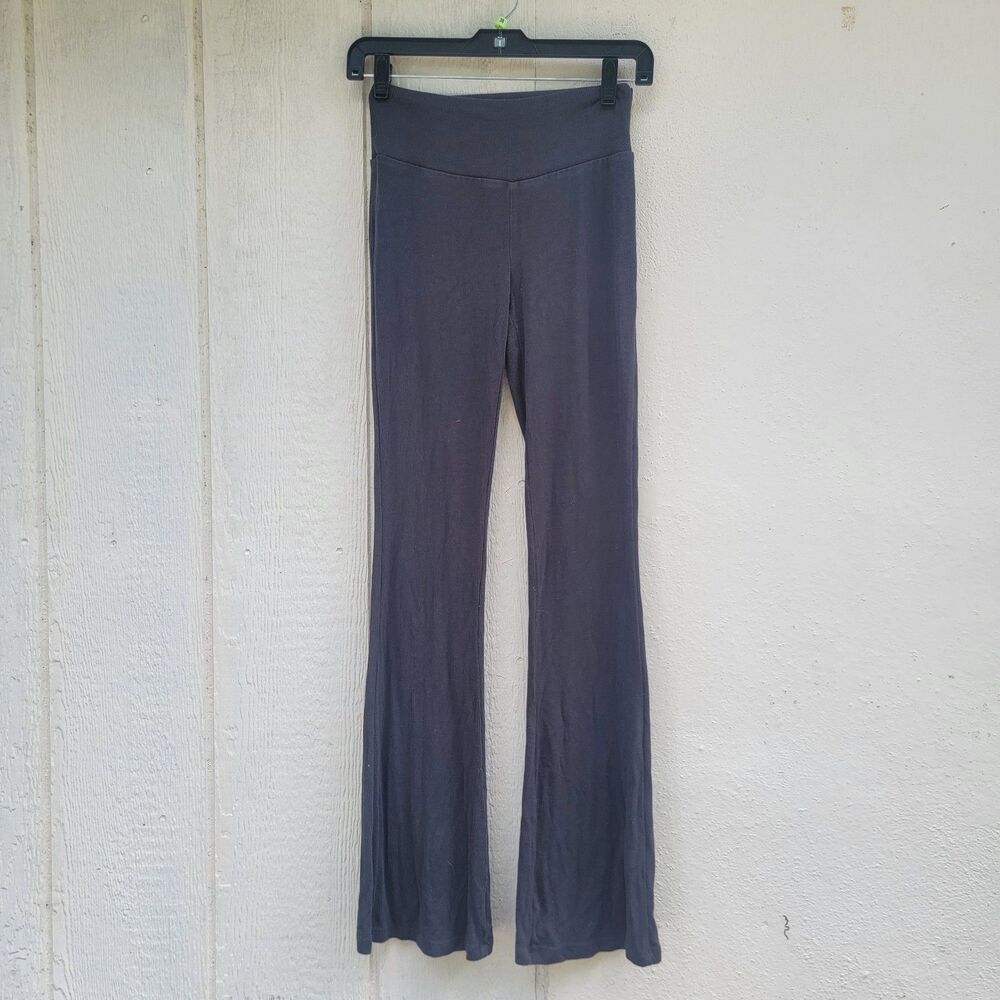 Foxy Kind Gray Ribbed Flare Leggings Sz S Y2K Athleisure Lounge Wear